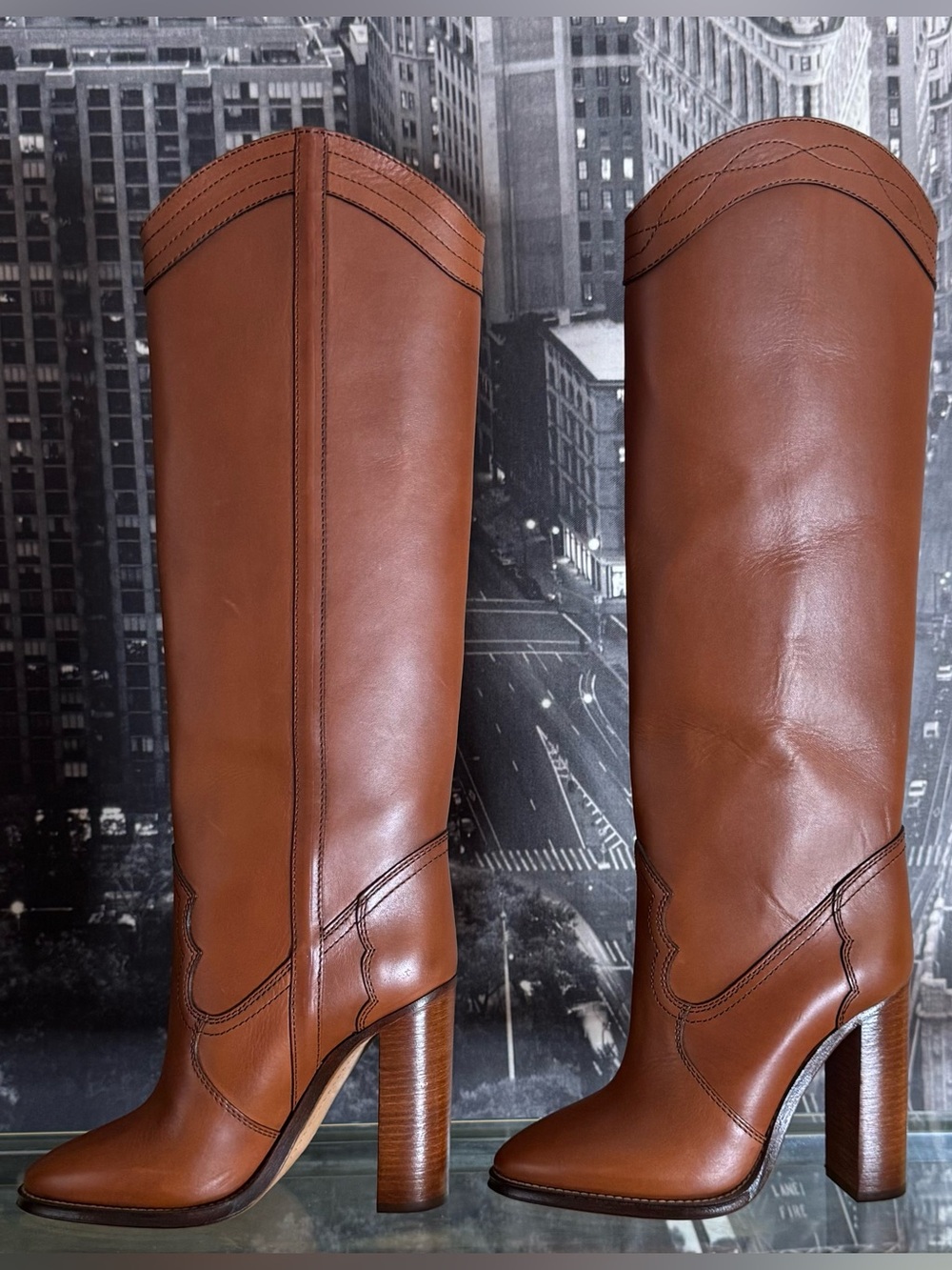 Saint Laurent Kate 105 Western Knee-High Boots | New Papaya | Size 38 | NIB - Picture 8 of 16